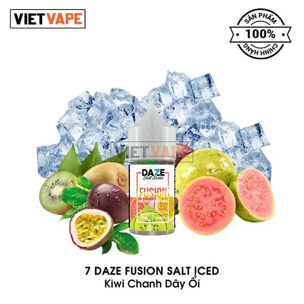 7 Daze Fusion Kiwi Chanh Dây Ổi Salt Nic 30ml Tinh Dầu Vape Mỹ Chính Hãng