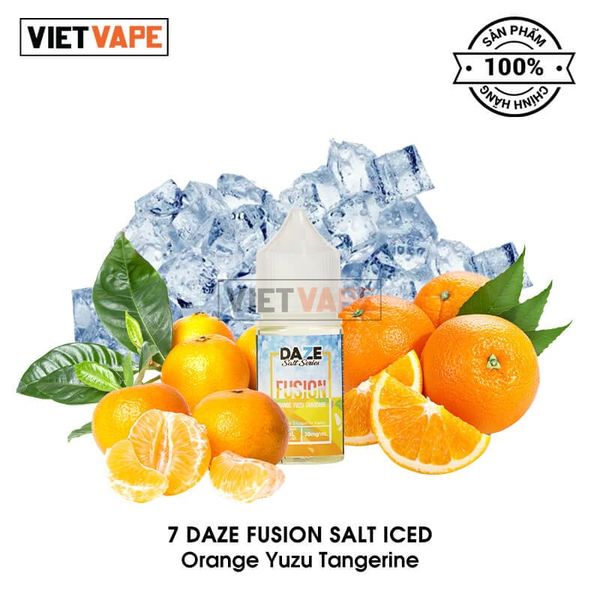 7 Daze Fusion Iced Orange Yuzu Tangerine Salt Nic 30ml Tinh Dầu Vape Mỹ Chính Hãng