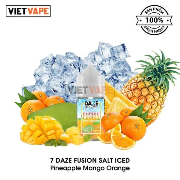 7 Daze Fusion Iced Pineapple Mango Orange Salt Nic 30mlTinh Dầu Vape Mĩ Chính Hãng