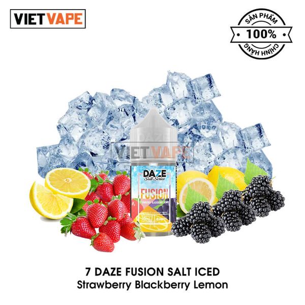 7 Daze Fusion Iced Strawberry Blackberry Lemon Salt Nic 30ml Tinh Dầu Vape Mĩ Chính Hãng