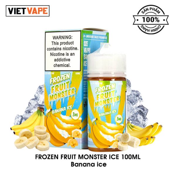 Frozen Fruit Monster Ice Banana Ice Freebase 100ml Tinh Dầu Vape Mỹ Chính Hãng