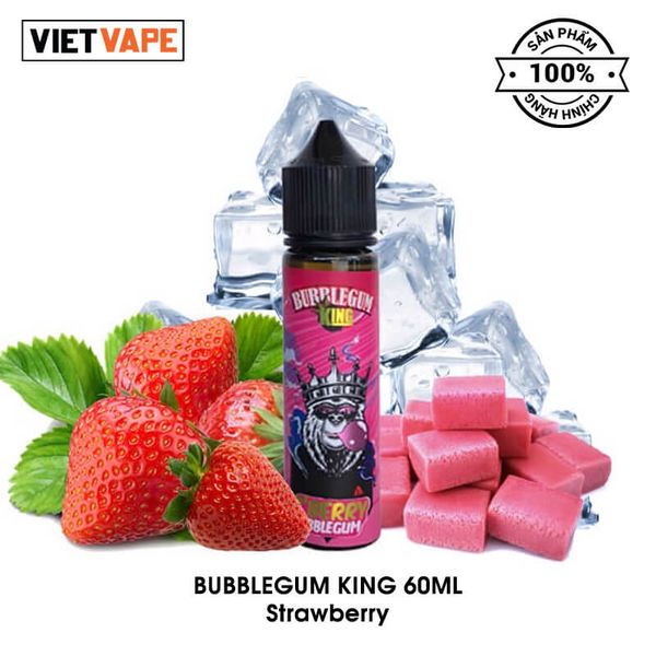 Bubblegum King Strawberry Freebase 60ml Tinh Dầu Vape Malaysia Chính Hãng