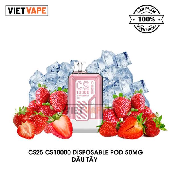 CS25 CS10000 Dâu Tây 10000 Hơi Sạc Lại Pod Dùng 1 Lần Chính Hãng