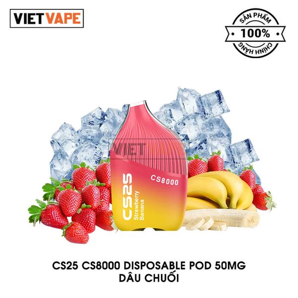 CS25 CS8000 Dâu Chuối 8000 Hơi Sạc Lại Pod Dùng 1 Lần Chính Hãng