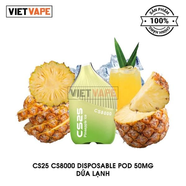 CS25 CS8000 Dứa 8000 Hơi Sạc Lại Pod Dùng 1 Lần Chính Hãng