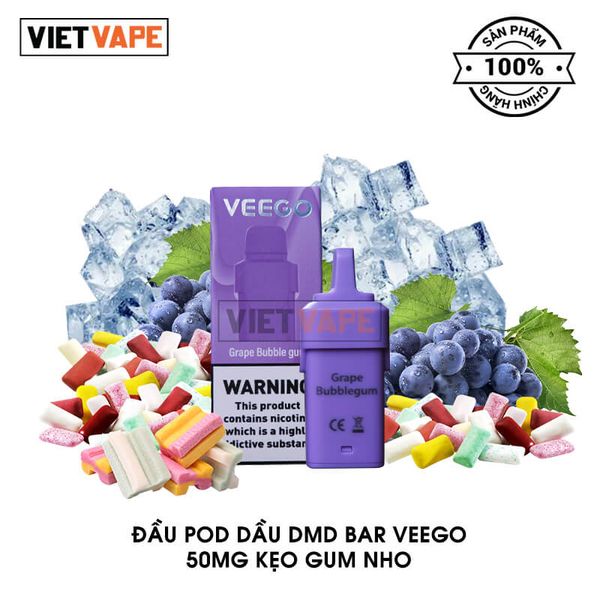 Đầu Pod Dầu Thay Thế DMD Bar Veego Kẹo Gum Nho Chính Hãng