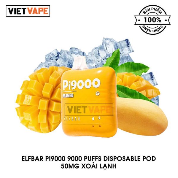 ElfBar Pi9000 Xoài 9000 Hơi Sạc Lại Pod Dùng 1 Lần Chính Hãng