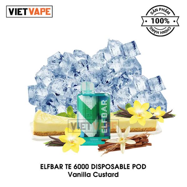 ELF Bar TE Vanilla Custard 6000 Hơi Sạc Lại Pod Dùng 1 Lần Chính Hãng
