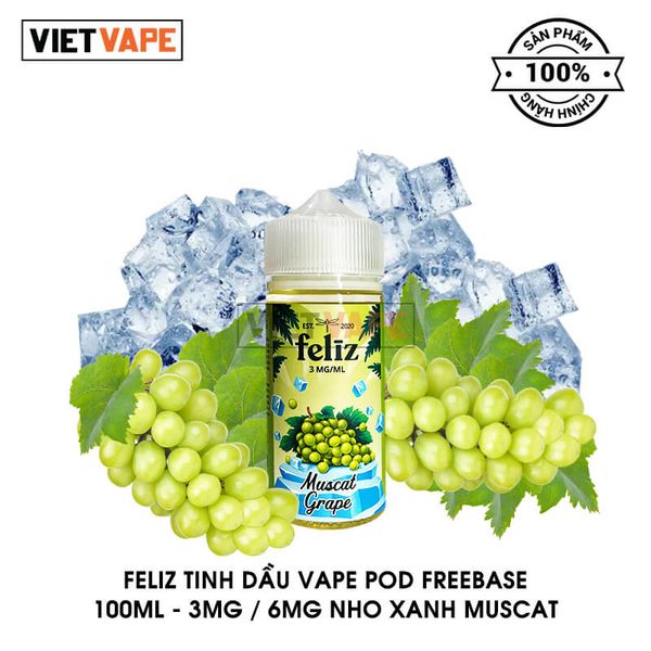 Feliz Nho Xanh Freebase 100ml Tinh Dầu Vape Mỹ Chính Hãng