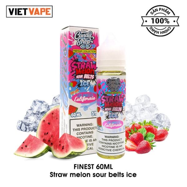 Finest Straw Melon Sour Belts Ice Freebase 60ml Tinh Dầu Vape Mỹ Chính Hãng