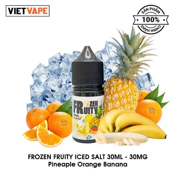 Frozen Fruity Iced Pineapple Orange Banana Salt Nic 30ml Tinh Dầu Vape Mỹ Chính Hãng