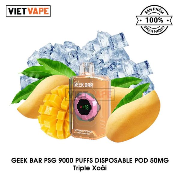 Geek Bar PSG9000 Triple Xoài 9000 Hơi Sạc Lại Pod Dùng 1 Lần Chính Hãng