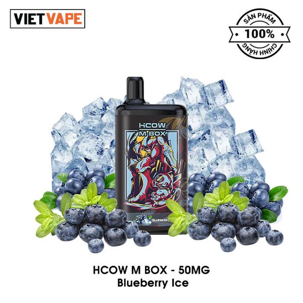 HCOW M Box Blueberry Ice 6000 Hơi Sạc Lại Pod Dùng 1 Lần Chính Hãng