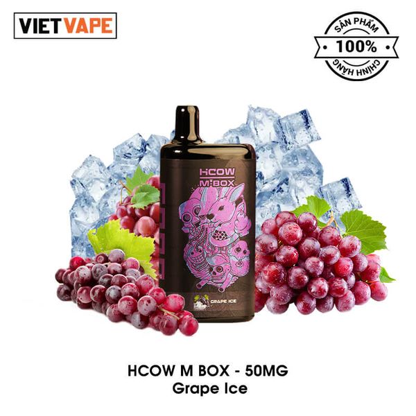 HCOW M Box Grape Ice 6000 Hơi Sạc Lại Pod Dùng 1 Lần Chính Hãng