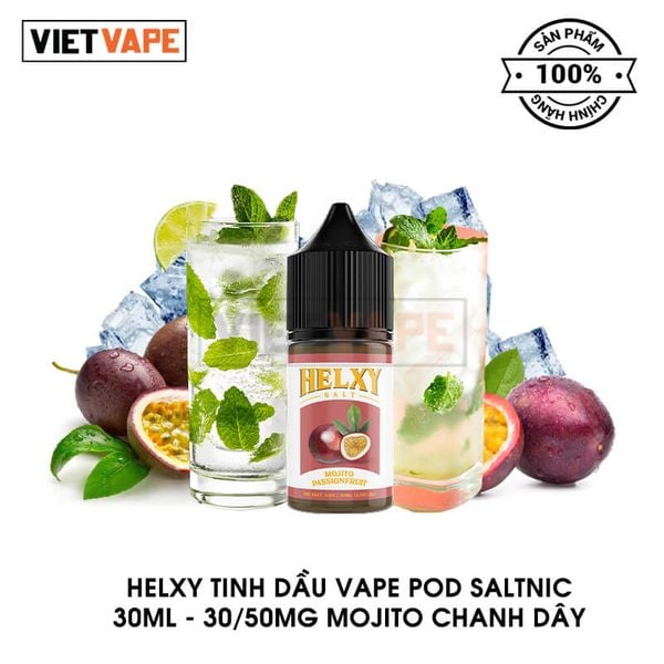 Helxy Mojito Chanh Dây Salt Nic 30ml Tinh Dầu Vape Chính Hãng