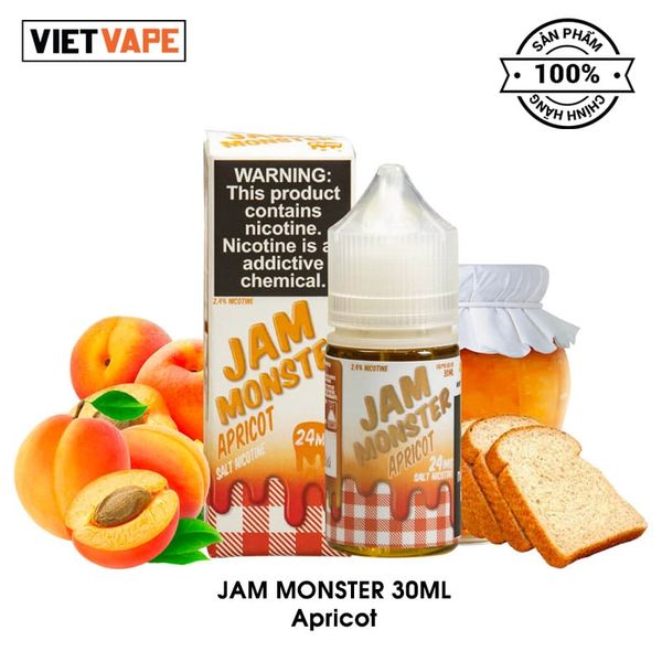 Jam Monster Apricot Salt Nic 30ml Tinh Dầu Vape Mỹ Chính Hãng