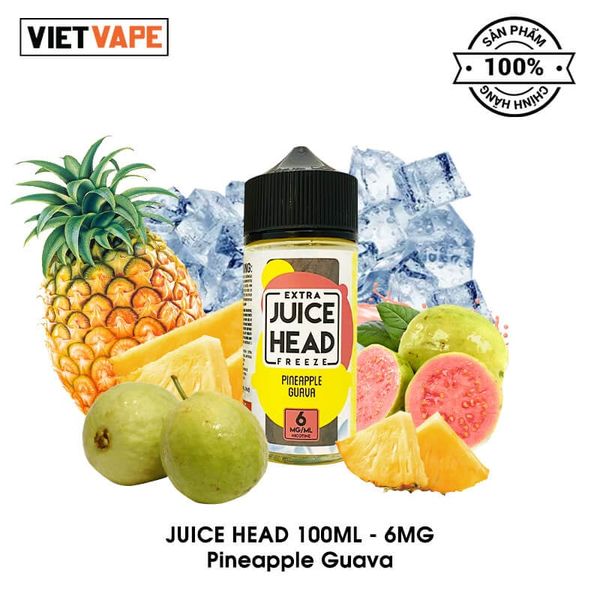 Juice Head Freeze Pineapple Guava Freebase 100ml Tinh Dầu Vape Mỹ Chính Hãng