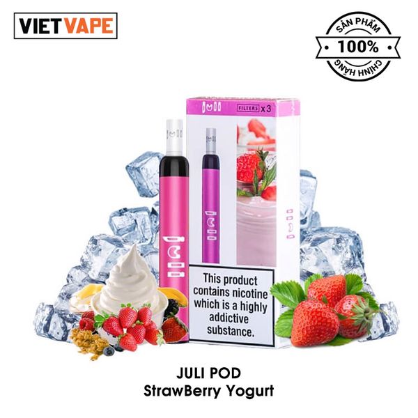 Juli Pod Strawberry Yogurt 600 Hơi Pod Dùng 1 Lần Chính Hãng