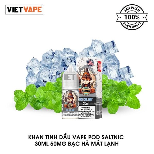 Khan Bạc Hà Mát Lạnh Salt Nic 30ml Tinh Dầu Vape Mỹ Chính Hãng