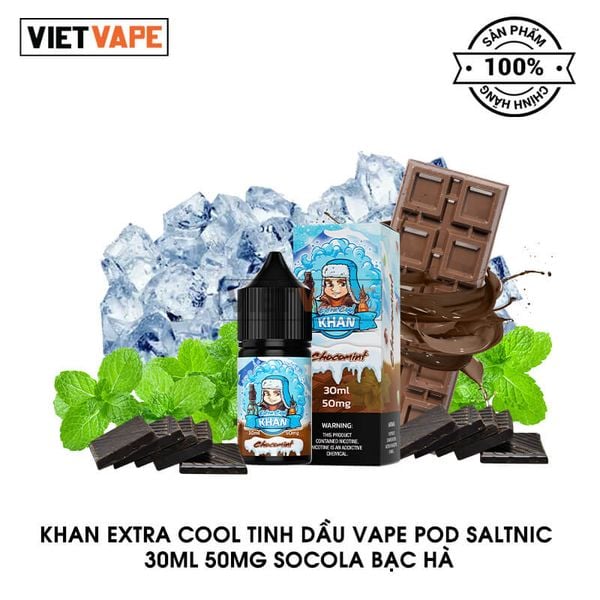 Khan Extra Cool Socola Bạc Hà Salt Nic 30ml Tinh Dầu Vape Chính Hãng