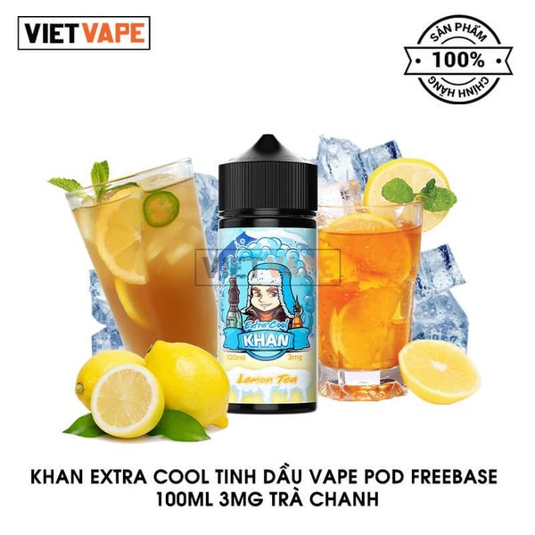 Khan Extra Cool Trà Chanh Freebase 100ml Tinh Dầu Vape Mỹ Chính Hãng