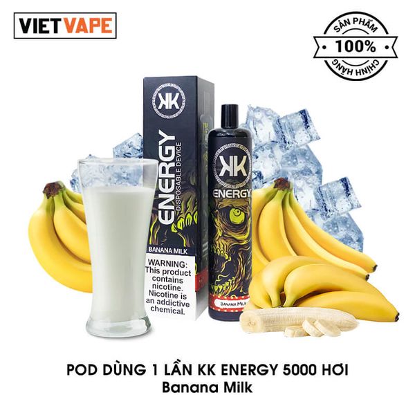 KK Energy Banana Milk 5000 Hơi Sạc Lại Pod Dùng 1 Lần Chính Hãng