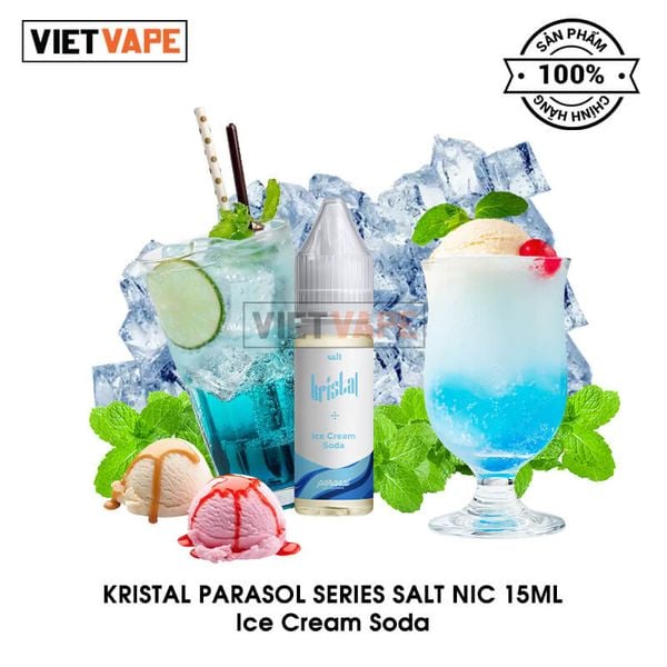 Kristal Parasol Series Ice Cream Soda Salt Nic 15ml Tinh Dầu Vape Malaysia Chính Hãng
