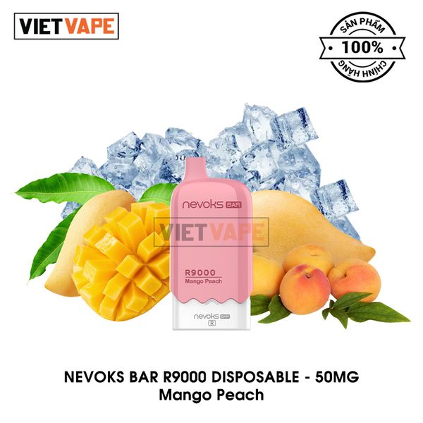 Nevoks Bar R9000 Mango Peach 9000 Hơi Sạc Lại Pod Dùng 1 Lần Chính Hãng