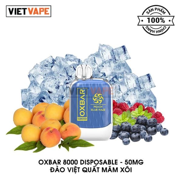 Oxva Oxbar G8000 Đào Việt Quất Mâm Xôi 8000 Hơi Sạc Lại Pod Dùng 1 Lần Chính Hãng