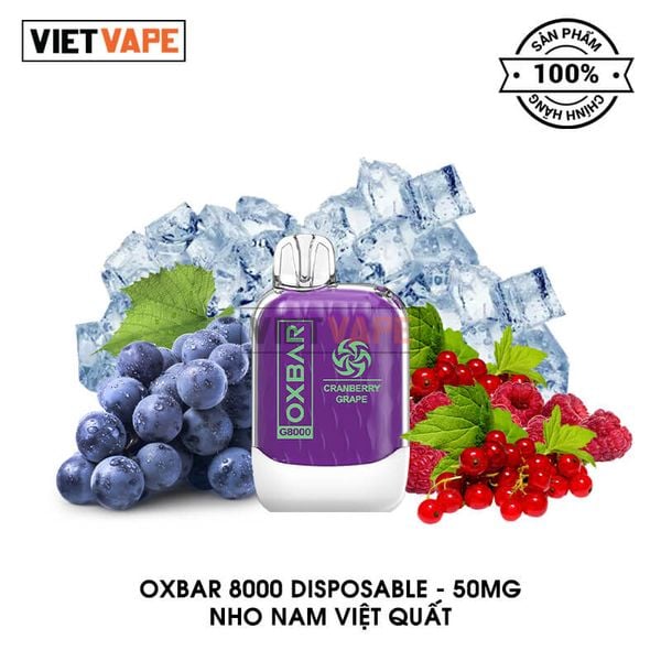 Oxva Oxbar G8000 Nho Nam Việt Quất 8000 Hơi Sạc Lại Pod Dùng 1 Lần Chính Hãng