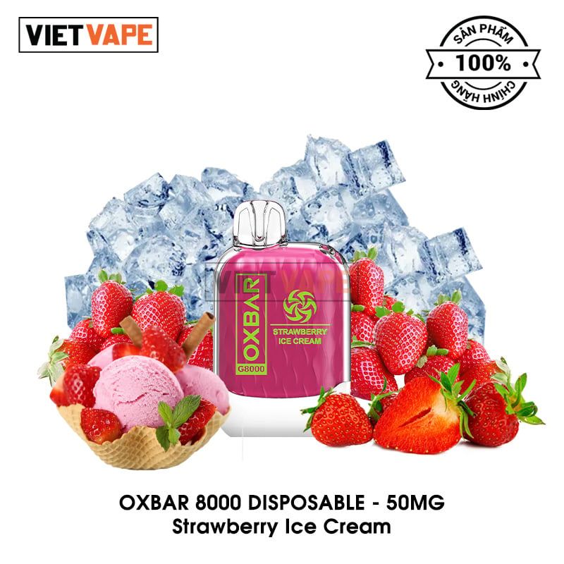 Oxva Oxbar G8000 Strawberry Ice Cream 8000 Pod Dùng 1 Lần Chính Hãng