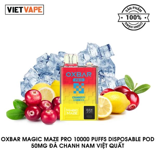 Oxva Oxbar Magic Maze Pro Đá Chanh Nam Việt Quất 10000 Hơi Sạc Lại Pod Dùng 1 Lần Chính Hãng