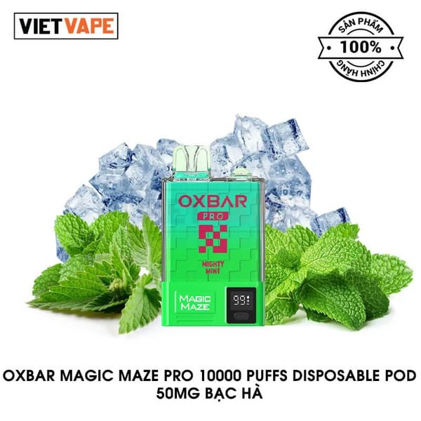 Oxva Oxbar Magic Maze Pro Bạc Hà 10000 Hơi Sạc Lại Pod Dùng 1 Lần Chính Hãng