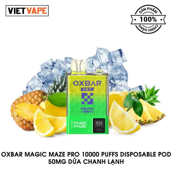 Oxva Oxbar Magic Maze Pro Dứa Chanh Lạnh 10000 Hơi Sạc Lại Pod Dùng 1 Lần Chính Hãng