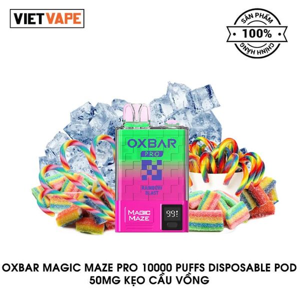 Oxva Oxbar Magic Maze Pro Kẹo Cầu Vồng 10000 Hơi Sạc Lại Pod Dùng 1 Lần Chính Hãng