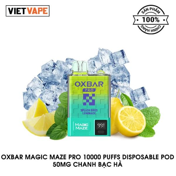 Oxva Oxbar Magic Maze Pro Chanh Bạc Hà 10000 Hơi Sạc Lại Pod Dùng 1 Lần Chính Hãng