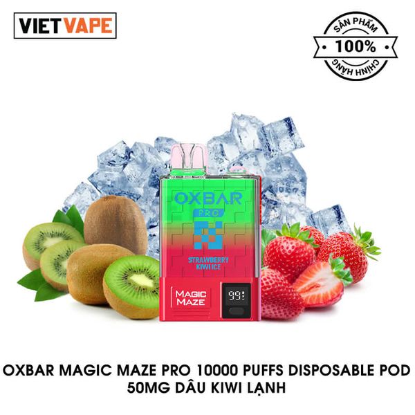 Oxva Oxbar Magic Maze Pro Dâu Kiwi Lạnh 10000 Hơi Sạc Lại Pod Dùng 1 Lần Chính Hãng