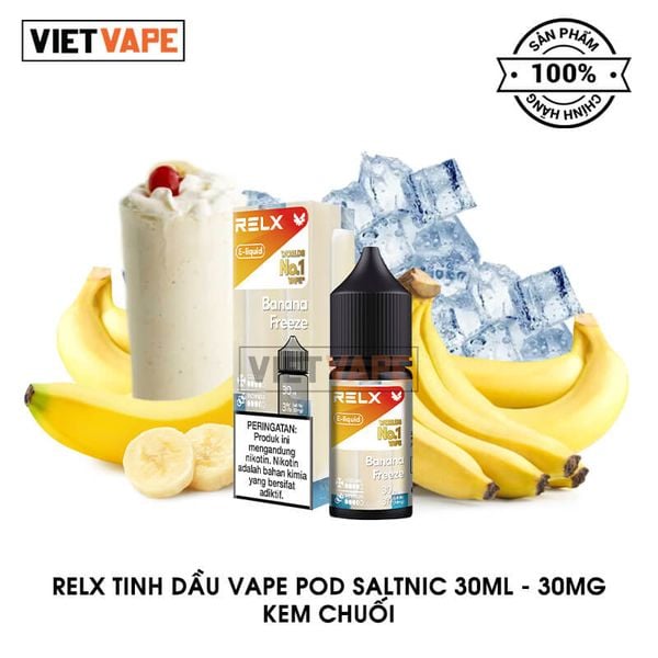 Relx Kem Chuối Salt Nic 30ml Tinh Dầu Vape Chính Hãng