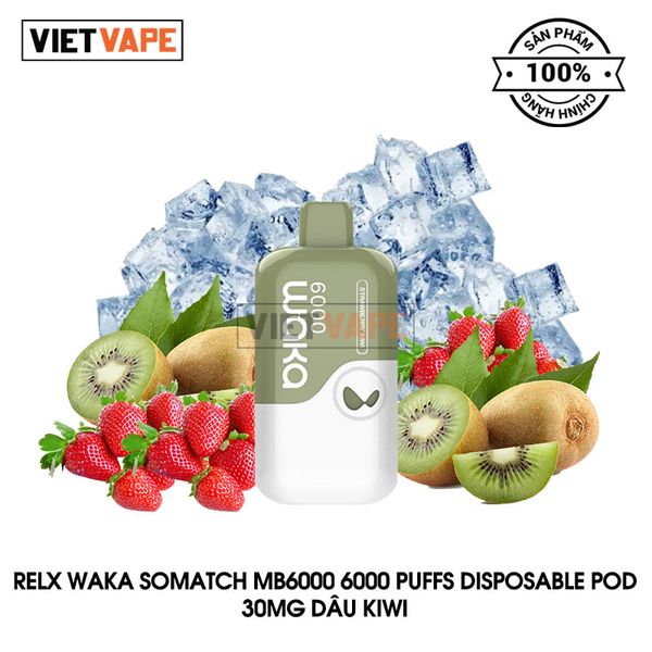 Relx Waka Somatch MB6000 Dâu Kiwi 6000 Hơi Sạc Lại Pod Dùng 1 Lần Chính Hãng