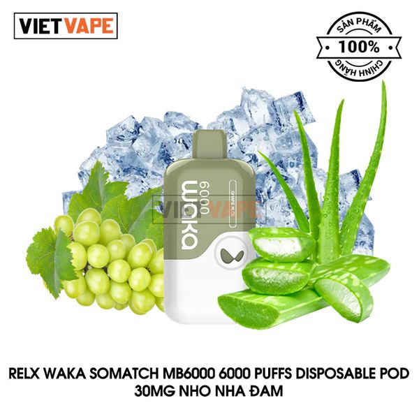 Relx Waka Somatch MB6000 Nho Nha Đam 6000 Hơi Sạc Lại Pod Dùng 1 Lần Chính Hãng