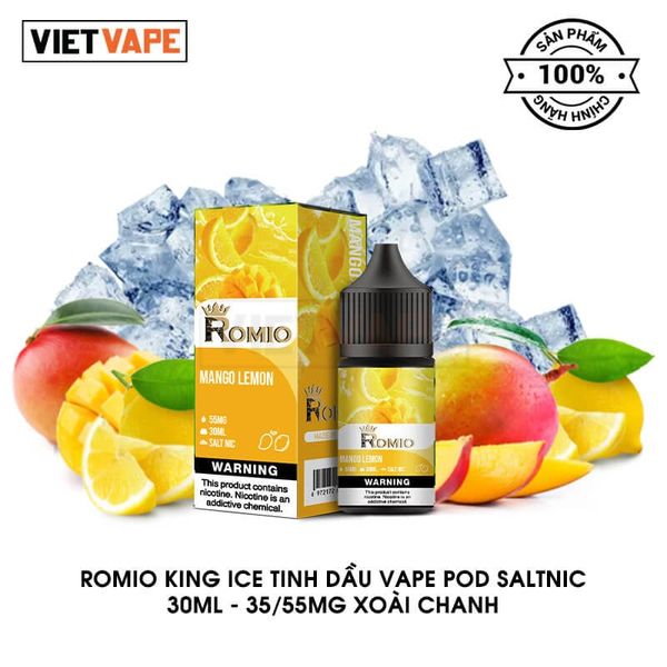 Romio King Ice Xoài Chanh Salt Nic 30ml Tinh Dầu Vape Chính Hãng