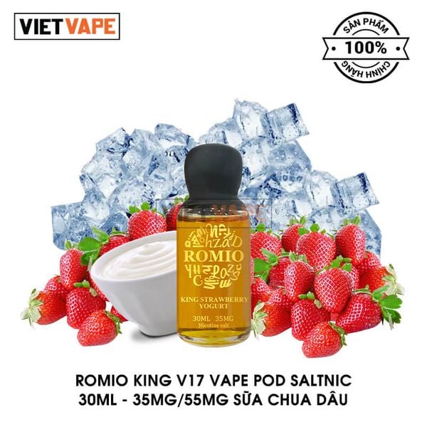 Romio V17 Sữa Chua Dâu Salt Nic 30ml Tinh Dầu Vape Chính Hãng