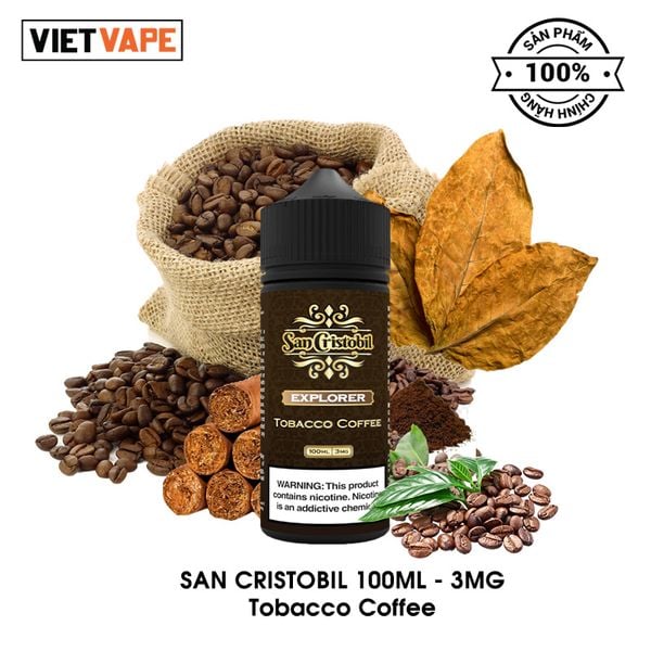 San Cristobil Tobacco Coffee Freebase 100ml Tinh Dầu Vape Mỹ Chính Hãng