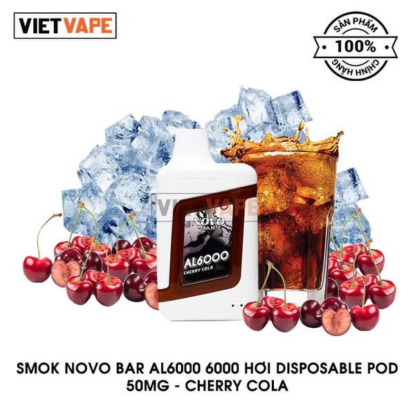 Smok Novo Bar AL6000 Cherry Cola 6000 Hơi Sạc Lại Pod Dùng 1 Lần Chính Hãng