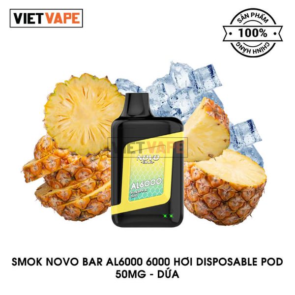 Smok Novo Bar AL6000 Thơm 6000 Hơi Sạc Lại Pod Dùng 1 Lần Chính Hãng