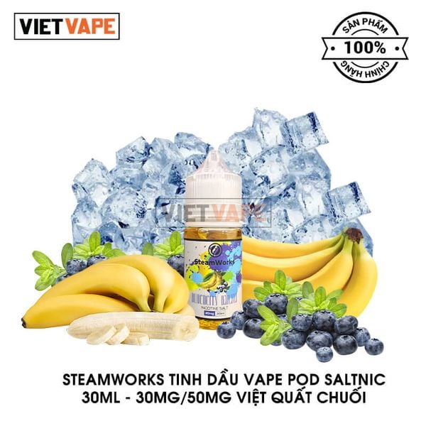Steamworks Việt Quất Chuối Salt Nic 30ml Tinh Dầu Vape Mỹ Chính Hãng