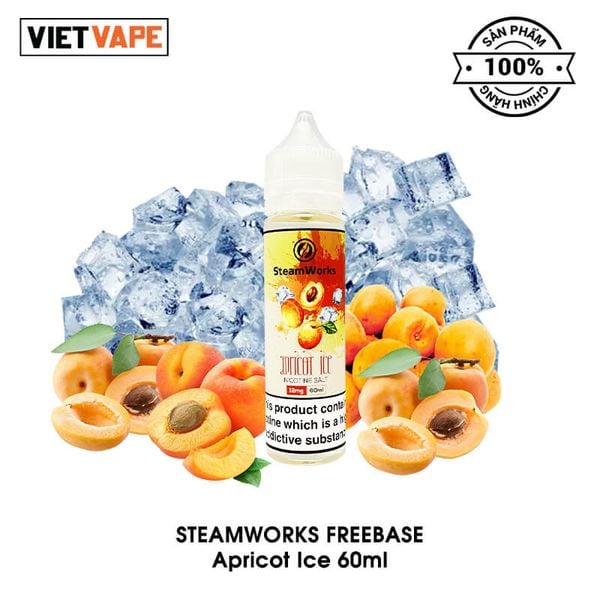 Steamworks Apricot Ice Freebase 60ml Tinh Dầu Vape US Chính Hãng
