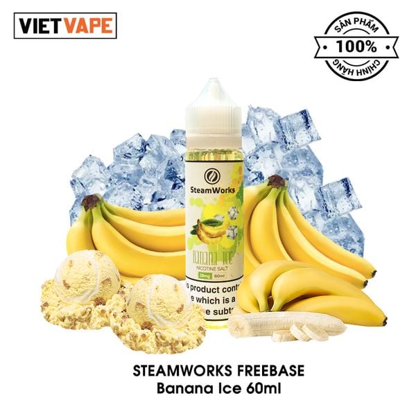 Steamworks Banana ice Freebase 60ml Tinh Dầu Vape Mỹ Chính Hãng