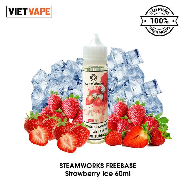 Steamworks Strawberry Ice Freebase 60ml Tinh Dầu Vape Mỹ Chính Hãng