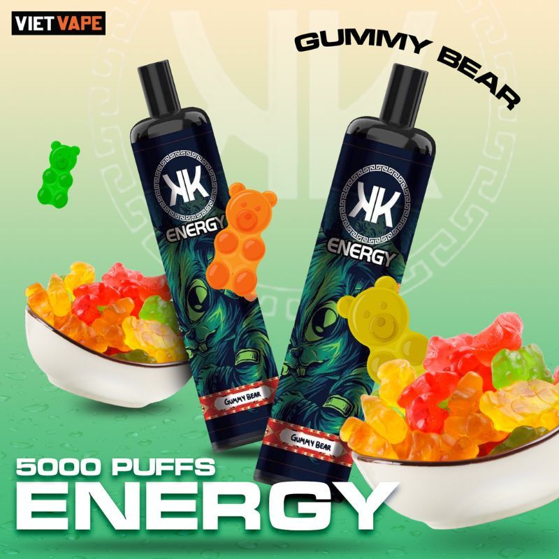 KK Energy Red Gummy Bear 5000 Hơi Sạc Lại Pod Xài 1 Lần